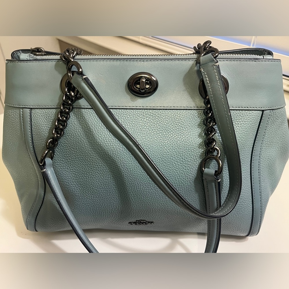 90’s Coach Steel Blue Leather Shoulder Bag